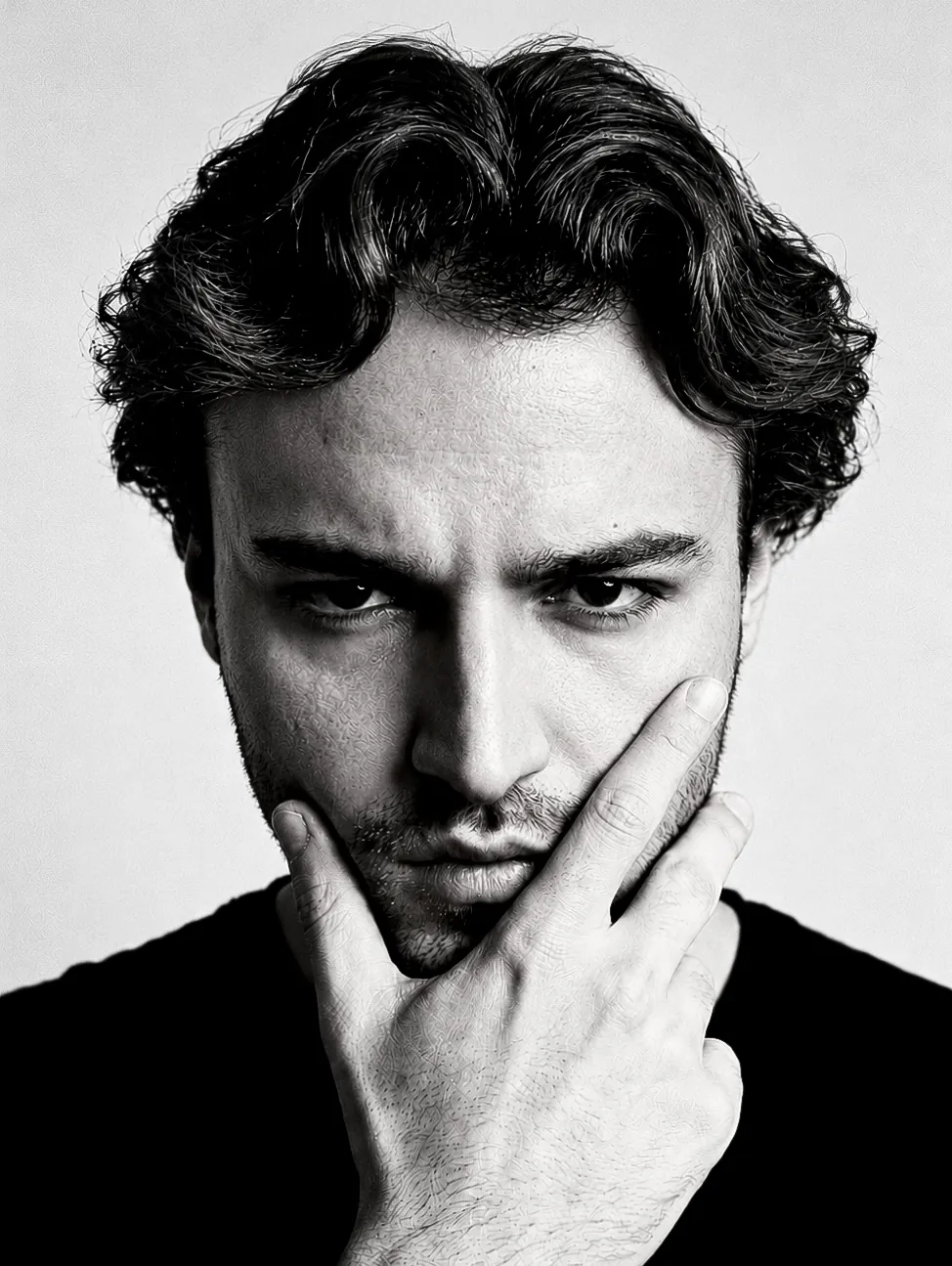 Black and white portrait of Berke Kızılcan